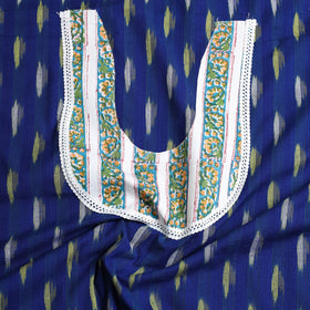 Blue - pochampally ikat patchwork cotton unstitched kurta