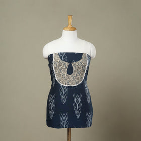 Buy Blue Pochampally Ikat Patchwork Cotton Kurta Material