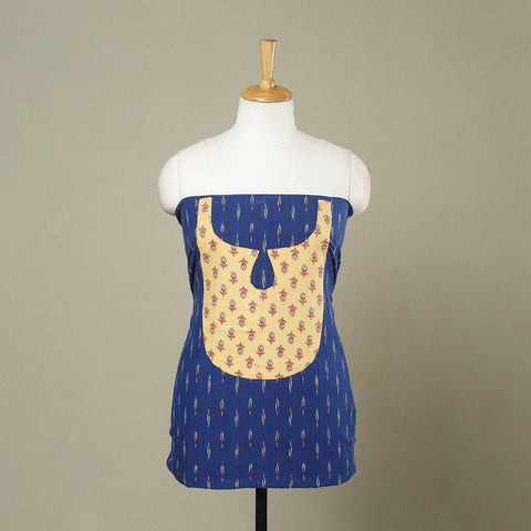 Buy Blue Pochampally Ikat Patchwork Cotton Kurta Material