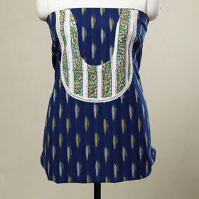 Blue - pochampally ikat patchwork cotton unstitched kurta