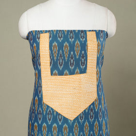  Blue Pochampally Ikat Patchwork Cotton Kurta Material