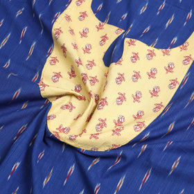 Buy Blue Pochampally Ikat Patchwork Cotton Kurta Material