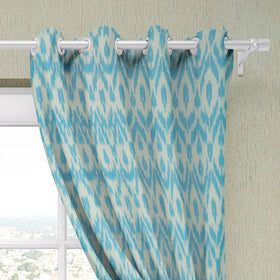 Blue - pochampally ikat pure cotton fabric window curtain