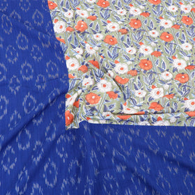 Blue Pochampally Ikat with Sanganeri Patch Cotton Bedsheet Set