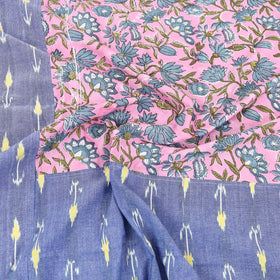 Blue - pochampally ikat with sanganeri patch cotton