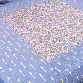 Blue - pochampally ikat with sanganeri patch cotton