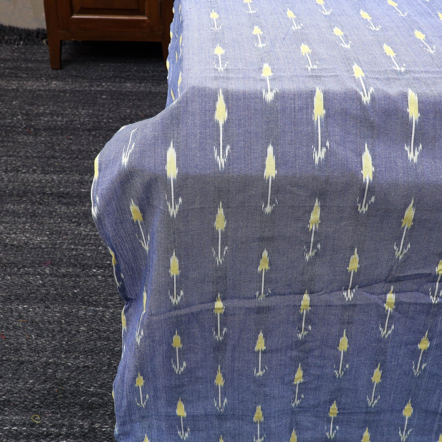 Blue - pochampally ikat with sanganeri patch cotton