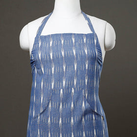 Blue Pochampally Ikat Weave Cotton Apron with Pocket 