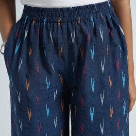 Blue - pochampally ikat weave cotton elasticated harem pant
