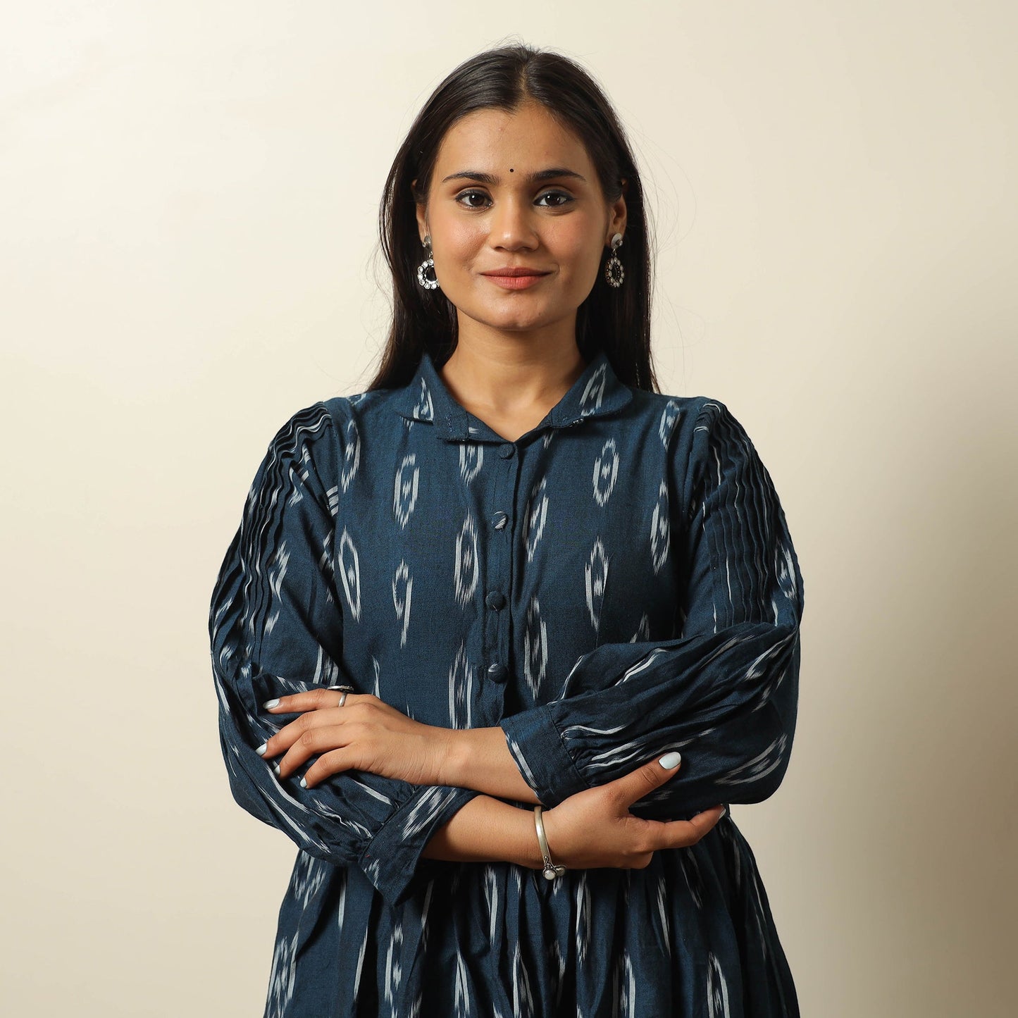  Pochampally Ikat Weave Cotton Flared Dress 10 