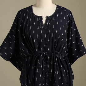 Blue - pochampally ikat weave cotton kaftan (medium) 02