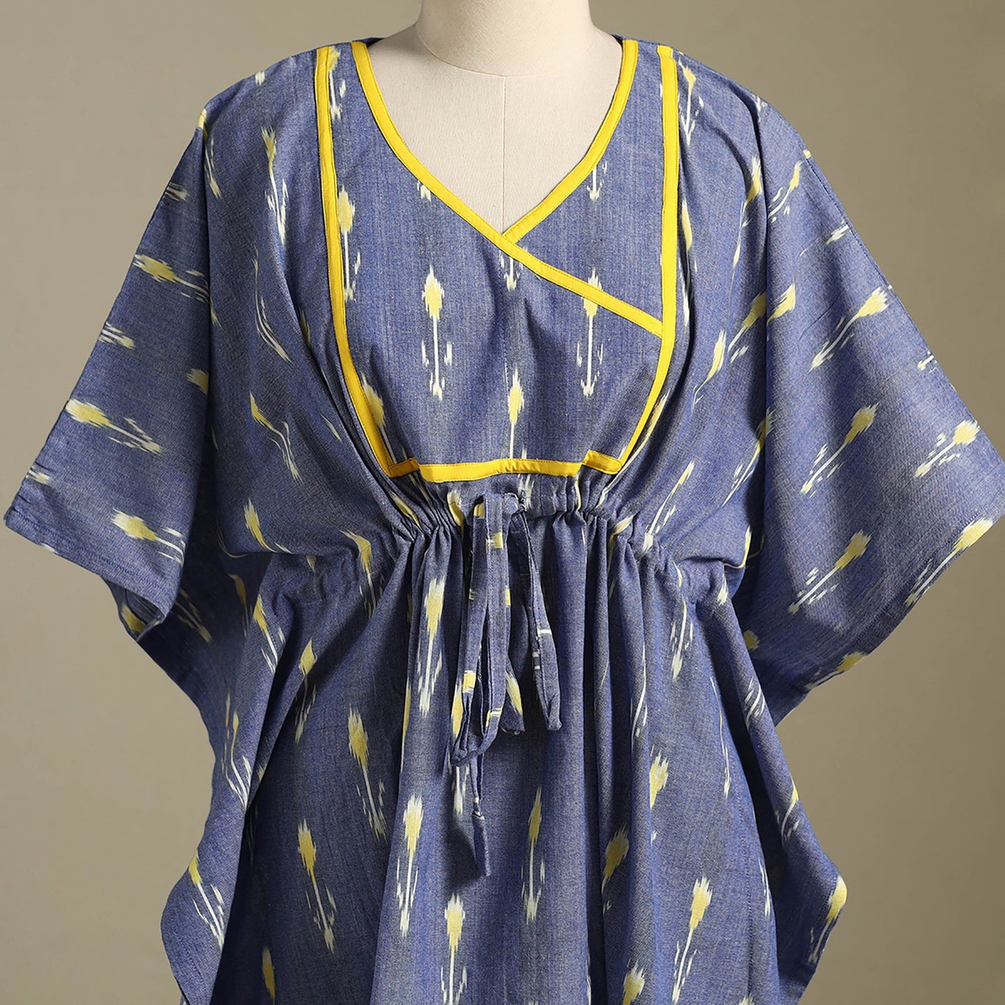 Blue Pochampally Ikat Weave Cotton Kaftan (Medium)