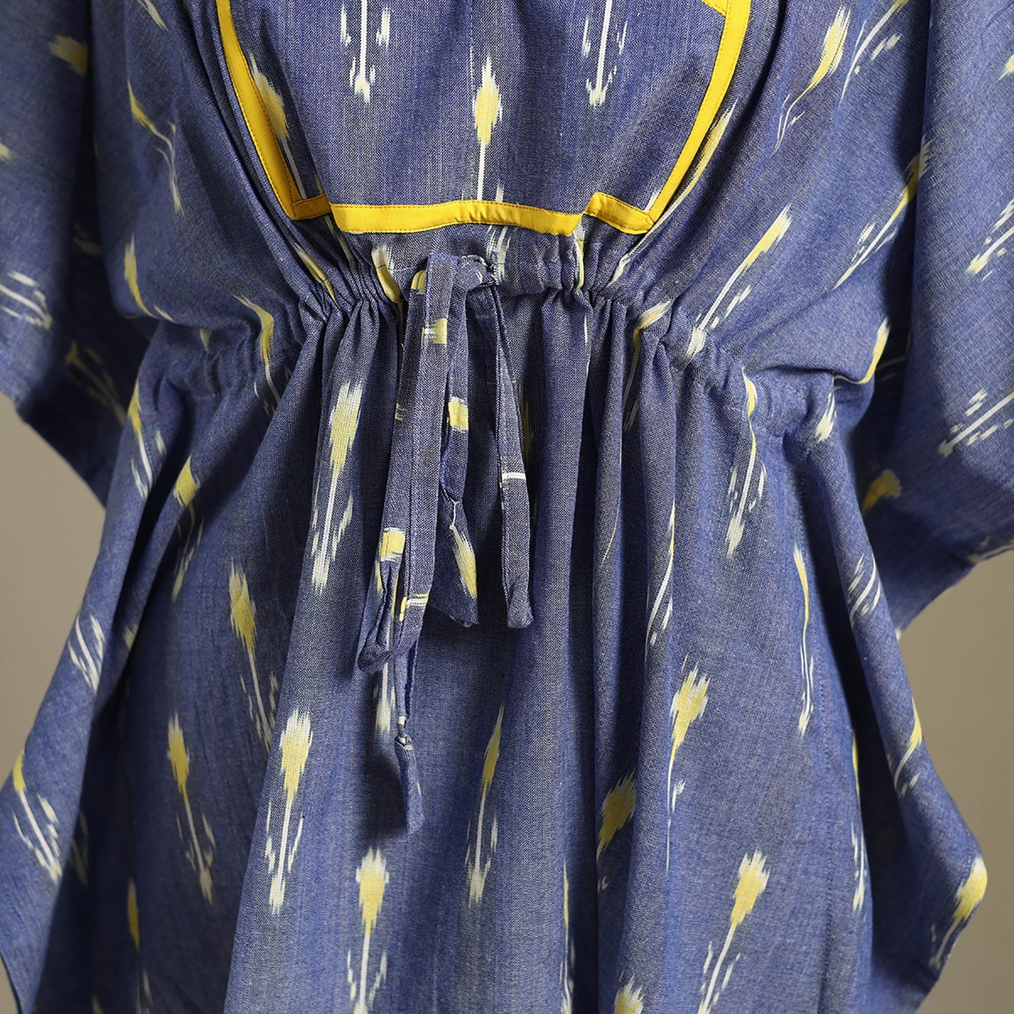 Blue Pochampally Ikat Weave Cotton Kaftan (Medium)