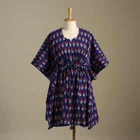 Blue Pochampally Ikat Weave Cotton Kaftan (Medium)
