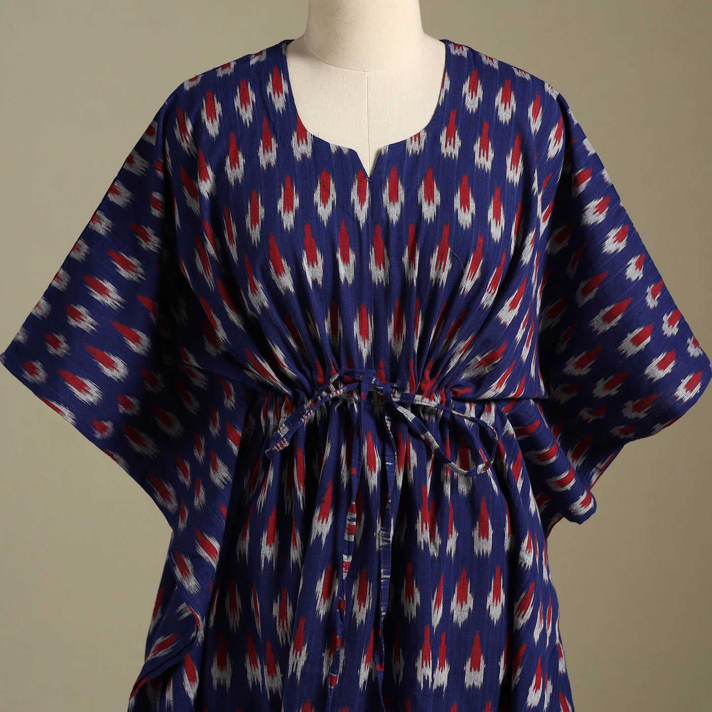 Blue Pochampally Ikat Weave Cotton Kaftan (Medium)