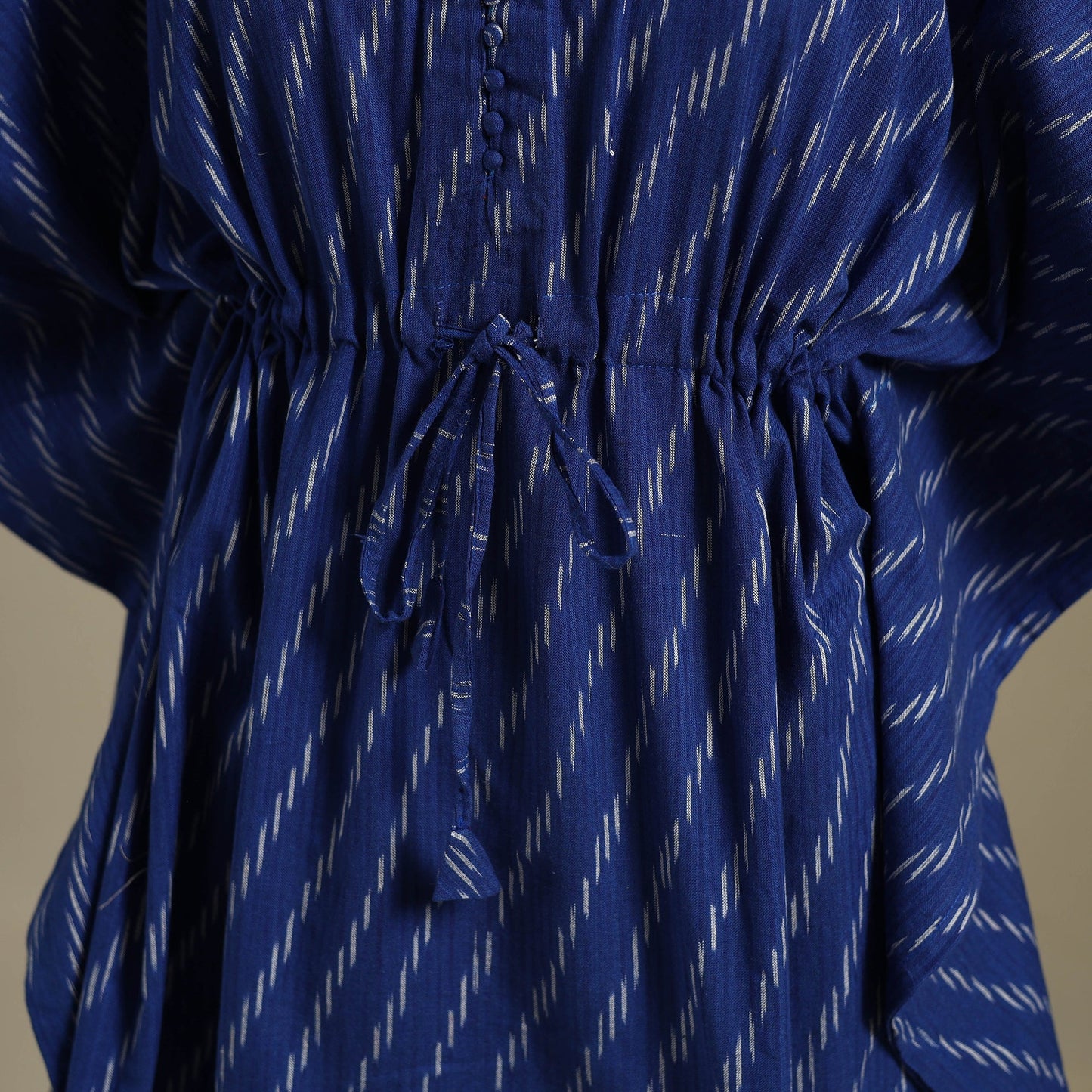 Blue Pochampally Ikat Weave Cotton Kaftan (Medium)