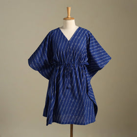 Blue Pochampally Ikat Weave Cotton Kaftan (Medium)
