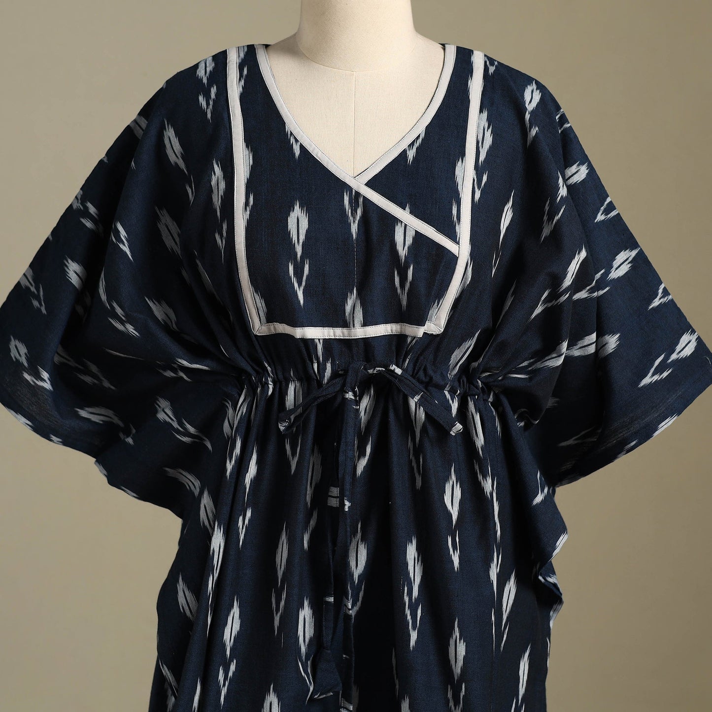 Blue Pochampally Ikat Weave Cotton Kaftan (Medium)