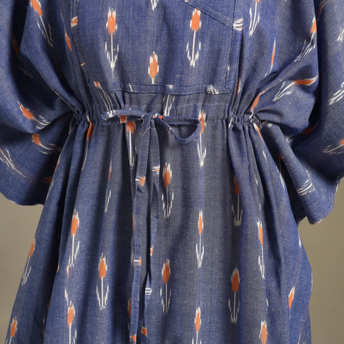 Blue Pochampally Ikat Weave Cotton Kaftan (Medium)