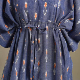 Blue Pochampally Ikat Weave Cotton Kaftan (Medium)