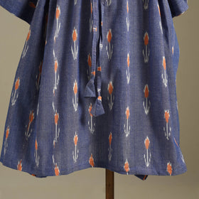 Blue Pochampally Ikat Weave Cotton Kaftan (Medium)