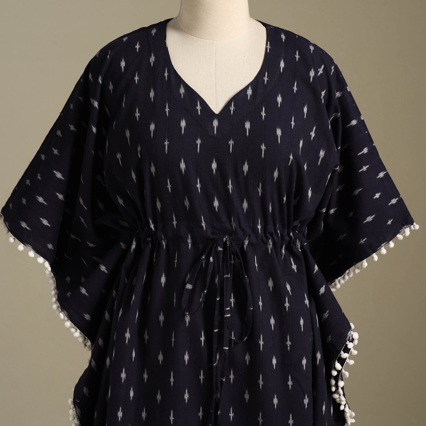 Blue - pochampally ikat weave cotton kaftan (medium) 37