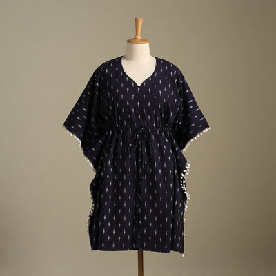 Blue - pochampally ikat weave cotton kaftan (medium) 37