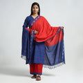 Blue - pochampally ikat weave cotton kurta with palazzo &
