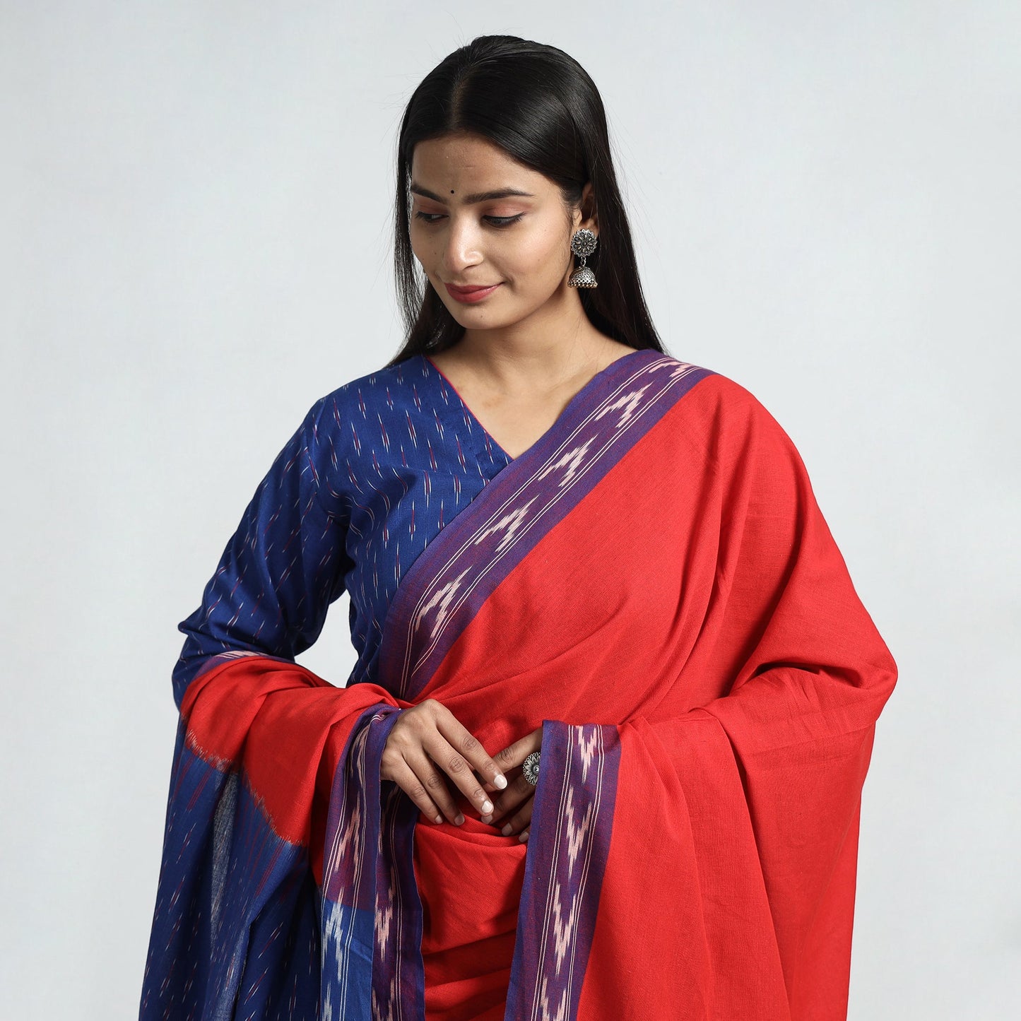 Blue - pochampally ikat weave cotton kurta with palazzo &