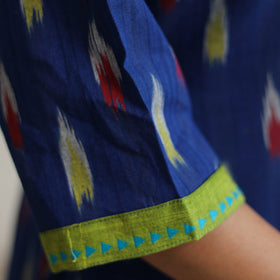 Blue - pochampally ikat weave cotton a-line kurta