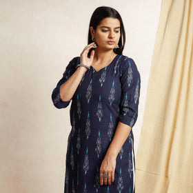 Buy  Blue Pochampally Ikat Weave Cotton Long Kurta 