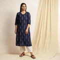 Buy  Blue Pochampally Ikat Weave Cotton Long Kurta 