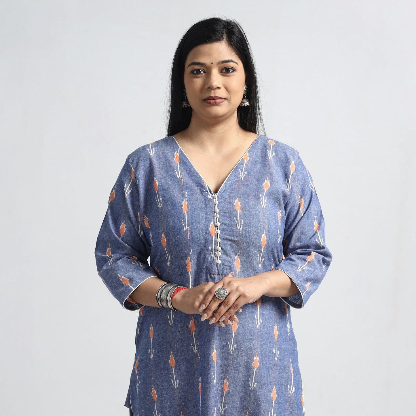 Buy Pochampally Ikat Weave Cotton Straight Kurta Online at iTokri.com