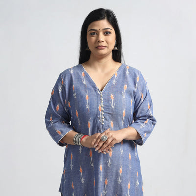 Buy Pochampally Ikat Weave Cotton Straight Kurta Online at iTokri.com