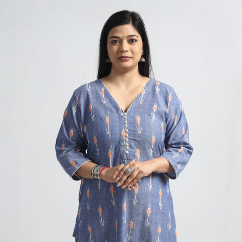Buy Pochampally Ikat Weave Cotton Straight Kurta Online at iTokri.com