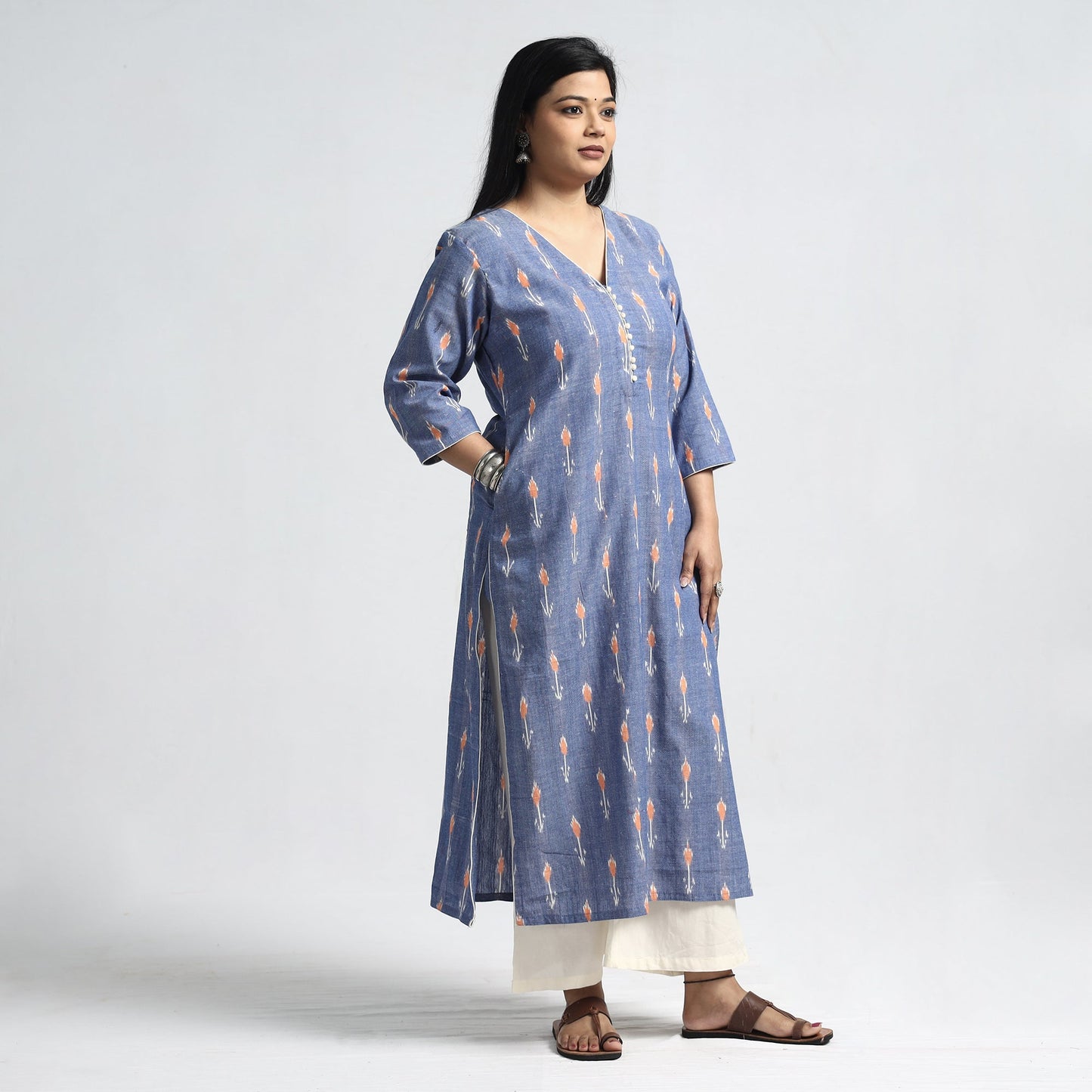 Buy Pochampally Ikat Weave Cotton Straight Kurta Online at iTokri.com