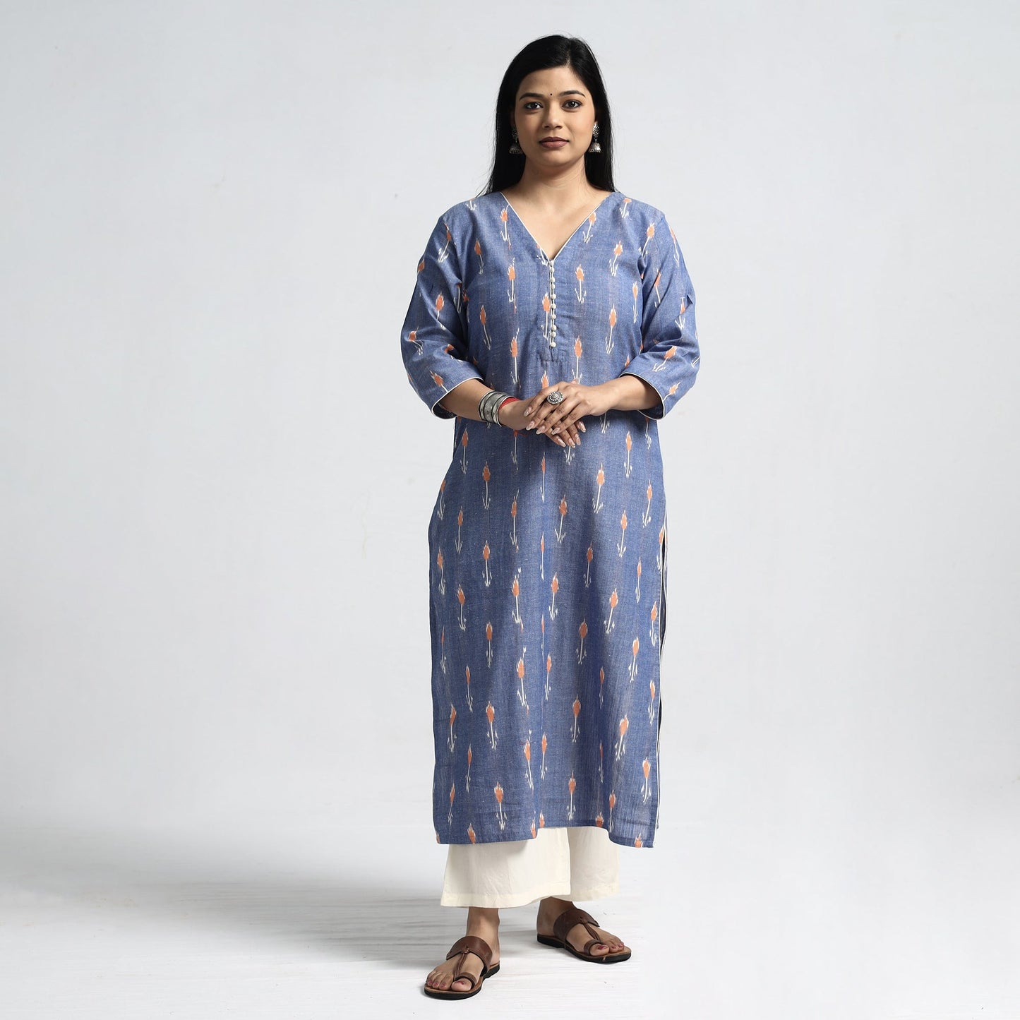 Buy Pochampally Ikat Weave Cotton Straight Kurta Online at iTokri.com