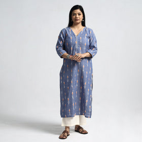 Buy Pochampally Ikat Weave Cotton Straight Kurta Online at iTokri.com