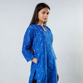 Buy Polka Zari Butta Spun Dupion Silk Long Kurta for Women