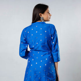 Buy Polka Zari Butta Spun Dupion Silk Long Kurta for Women