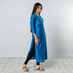 Buy Polka Zari Butta Spun Dupion Silk Long Kurta for Women