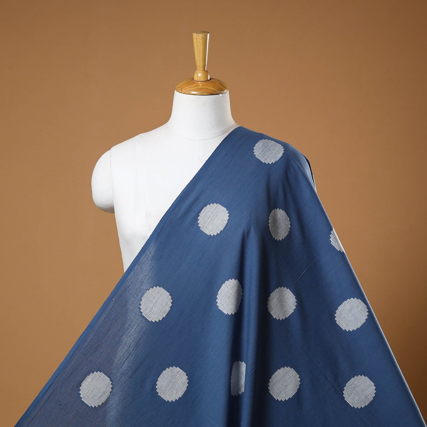 Blue - prewashed cotton jacquard fabric 01 - handcrafted