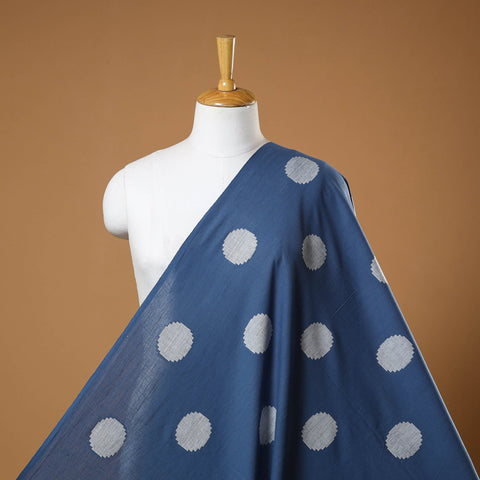 Blue - prewashed cotton jacquard fabric 01 - handcrafted