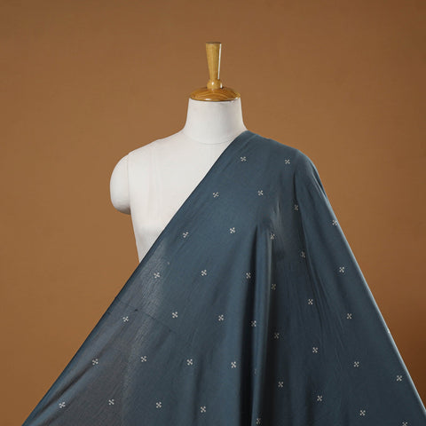 Blue - prewashed cotton jacquard fabric 01 - handcrafted