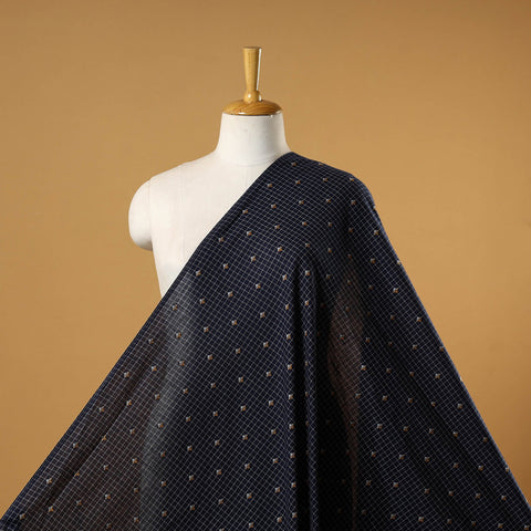 Blue - prewashed cotton jacquard fabric 04 - handcrafted