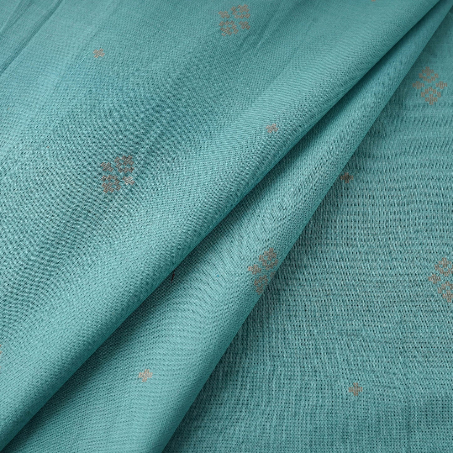 Blue - prewashed cotton jacquard fabric 05 - handcrafted