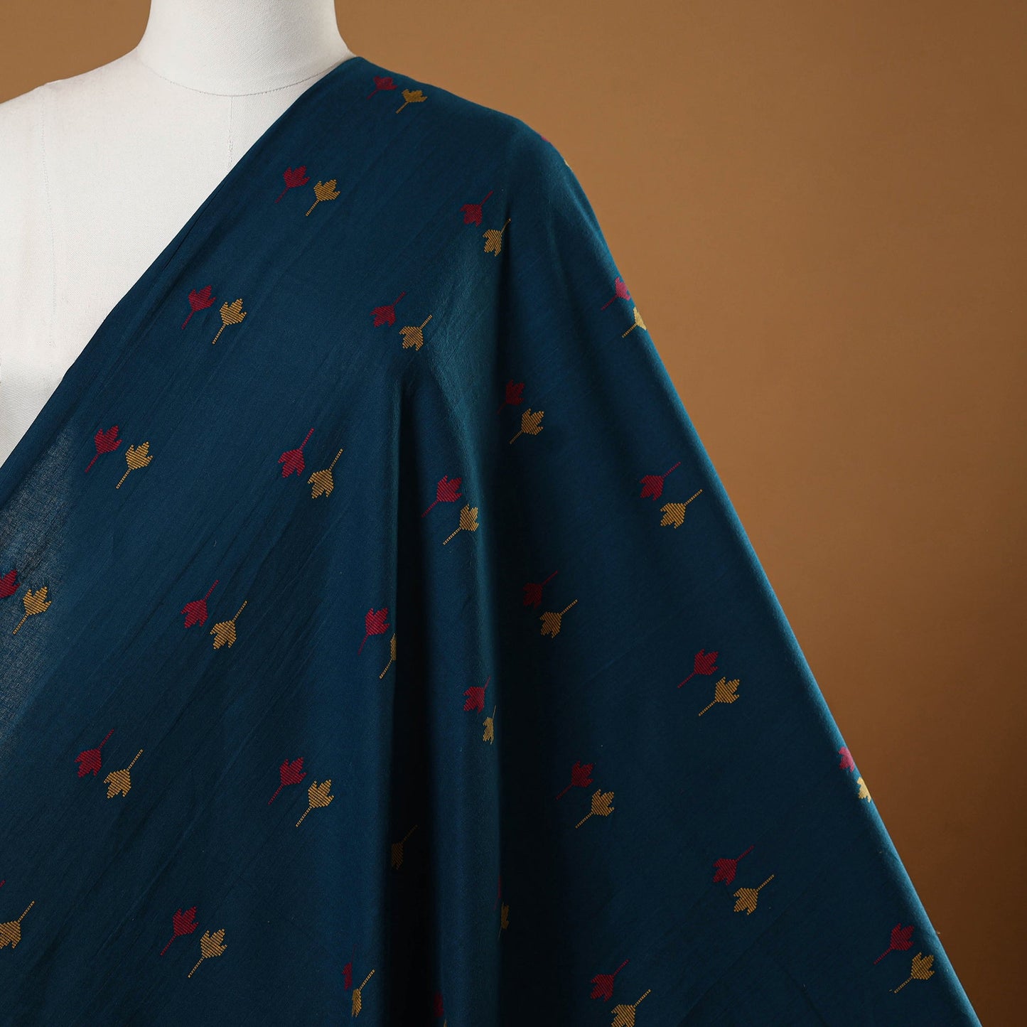 Blue - prewashed cotton jacquard fabric 07 - handcrafted