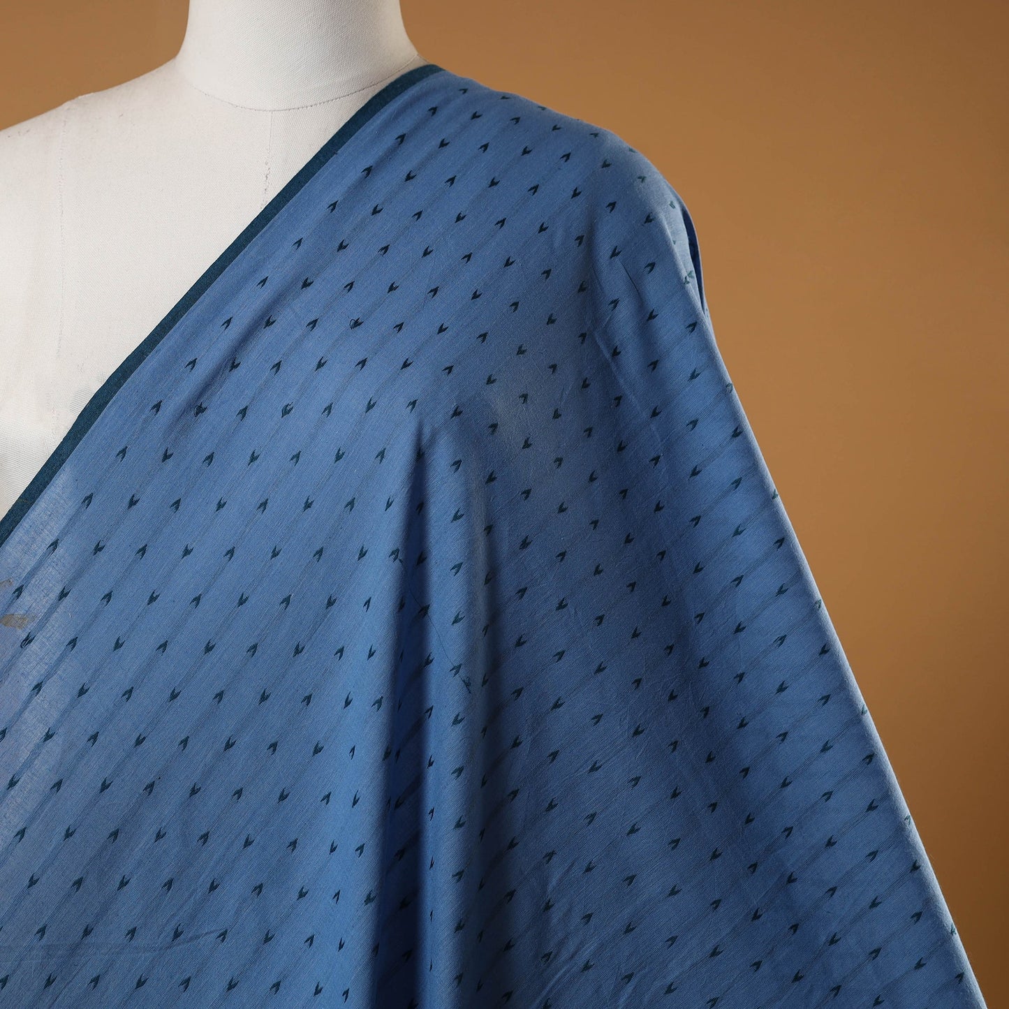 Blue - prewashed cotton jacquard fabric 07 - handcrafted