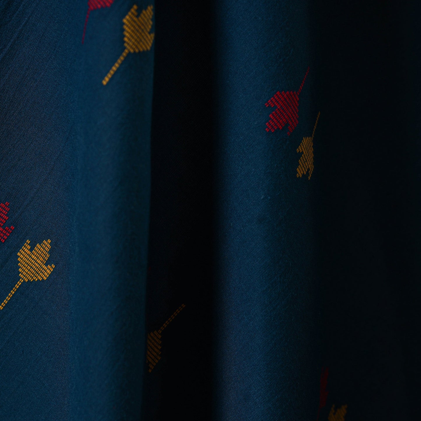 Blue - prewashed cotton jacquard fabric 07 - handcrafted