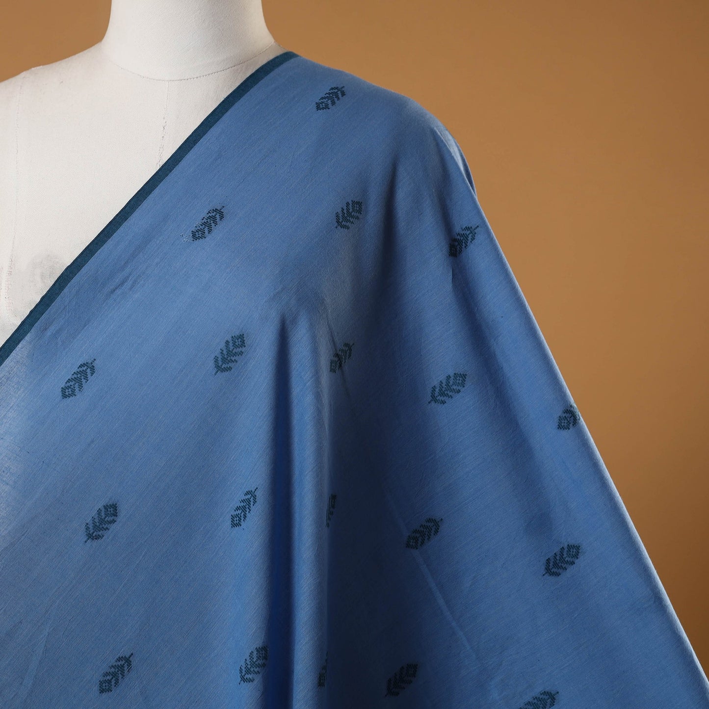 Blue - prewashed cotton jacquard fabric 08 - handcrafted